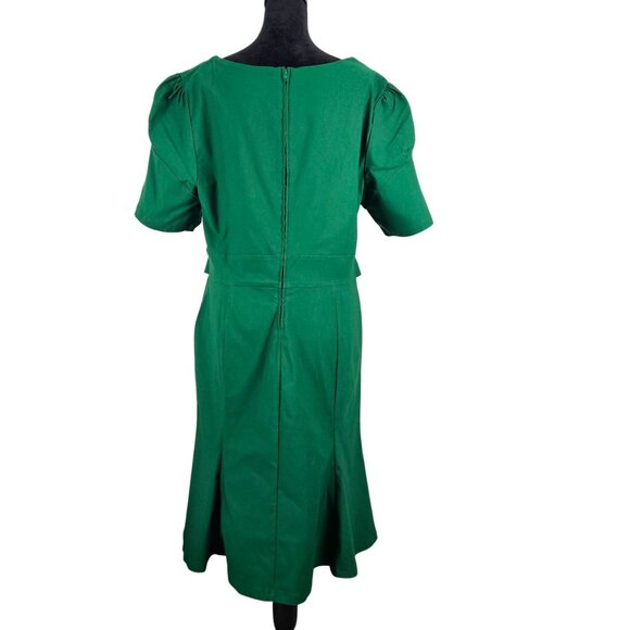 MUXXN Womens Vintage 1950s Midi Crew Neck Bodycon Dress Green Size XXL Stunning - Picture 6 of 13